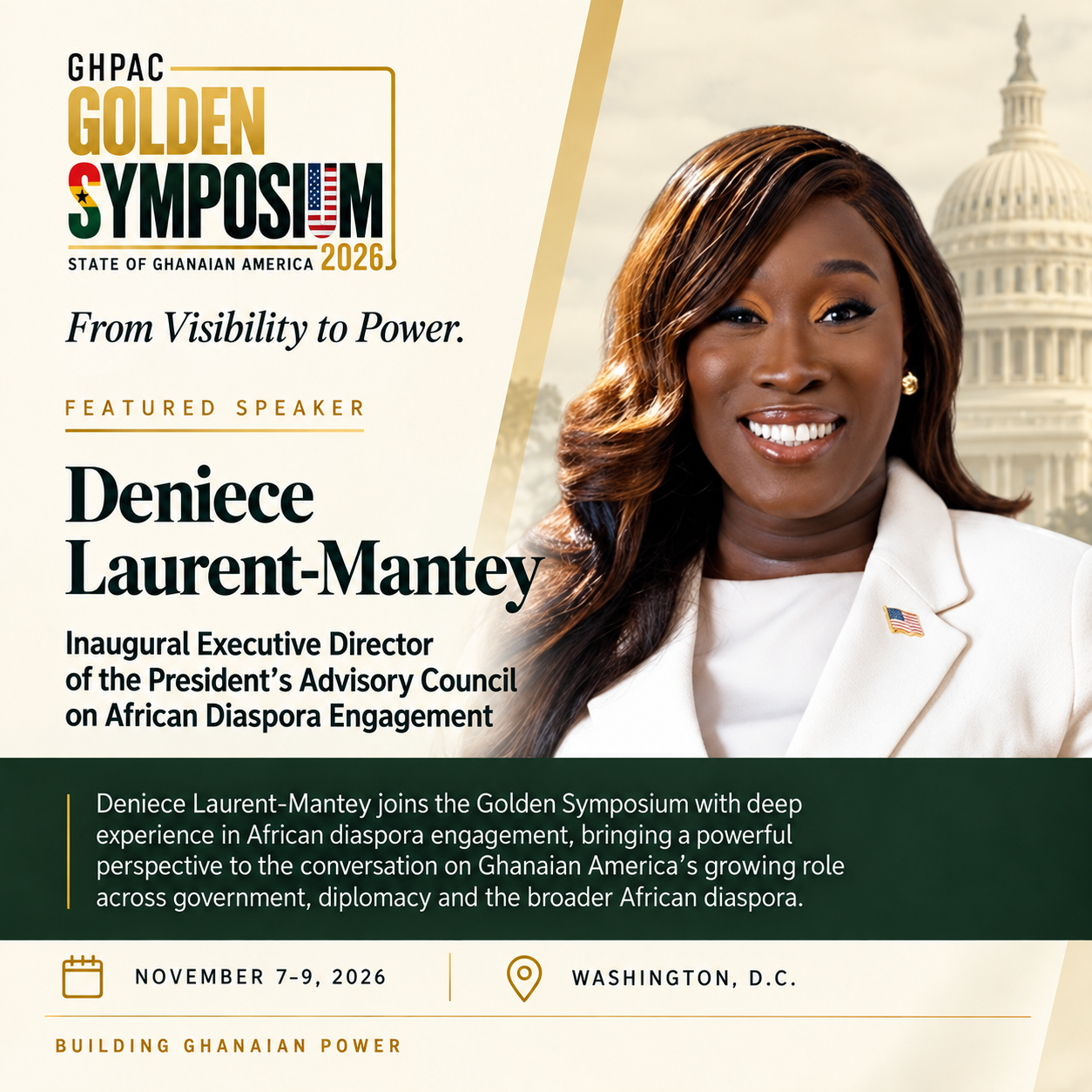 Deniece Laurent-Mantey, Inaugural Executive Director of the President’s Advisory Council on African Diaspora Engagement