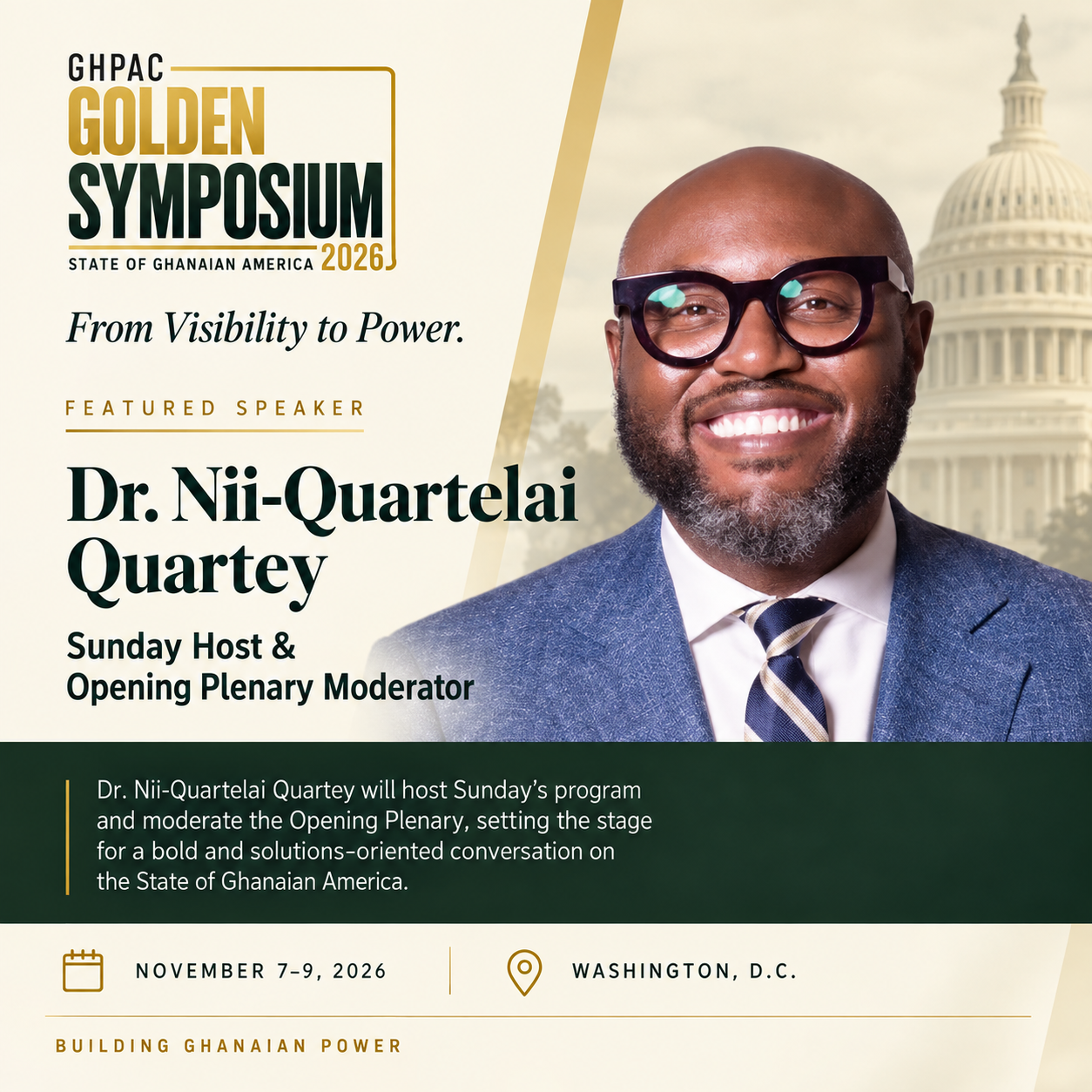 Dr. Nii-Quartelai Quartey, Sunday Host & Opening Plenary Moderator